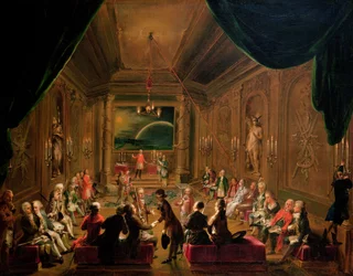Initiation Ceremony in a Viennese Masonic Lodge during the Reign of Joseph II, with Mozart Seated on the Extreme Left
